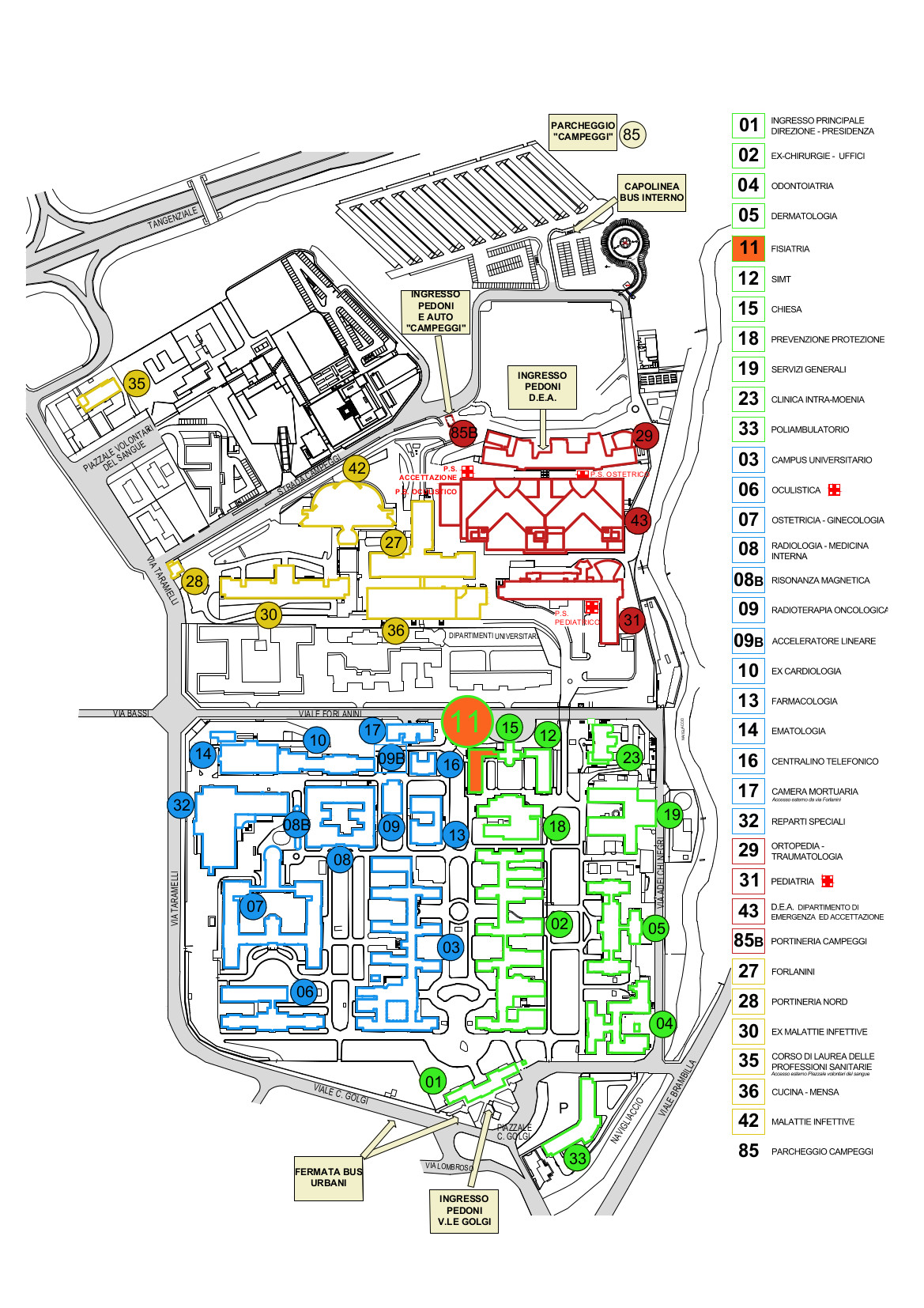 Mappa Padiglione P11 con legenda