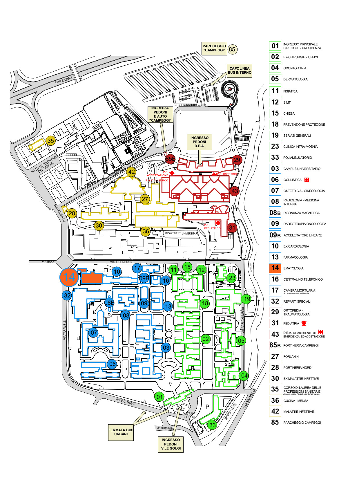 Mappa Padiglione P14 con legenda