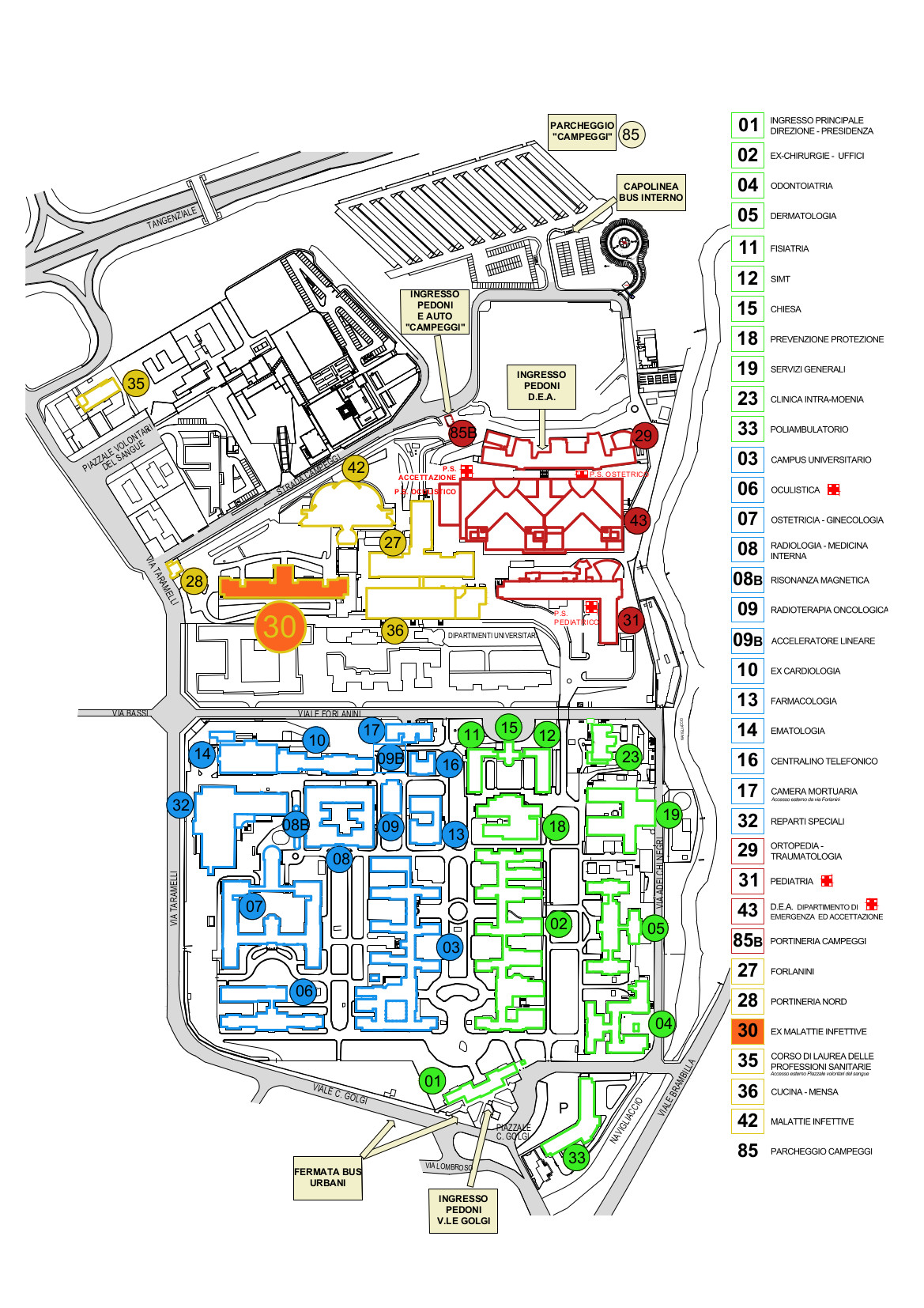 Mappa padiglione P30 con legenda