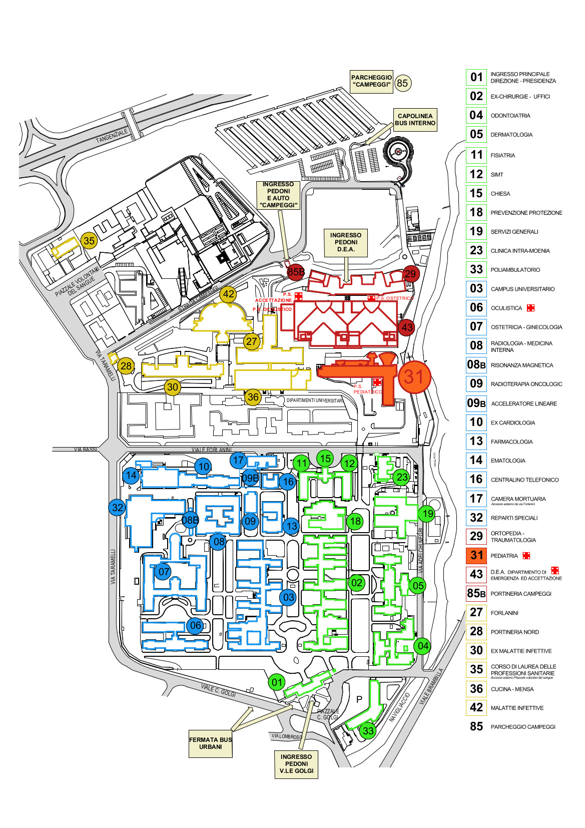 Mappa Padiglione P31 con legenda