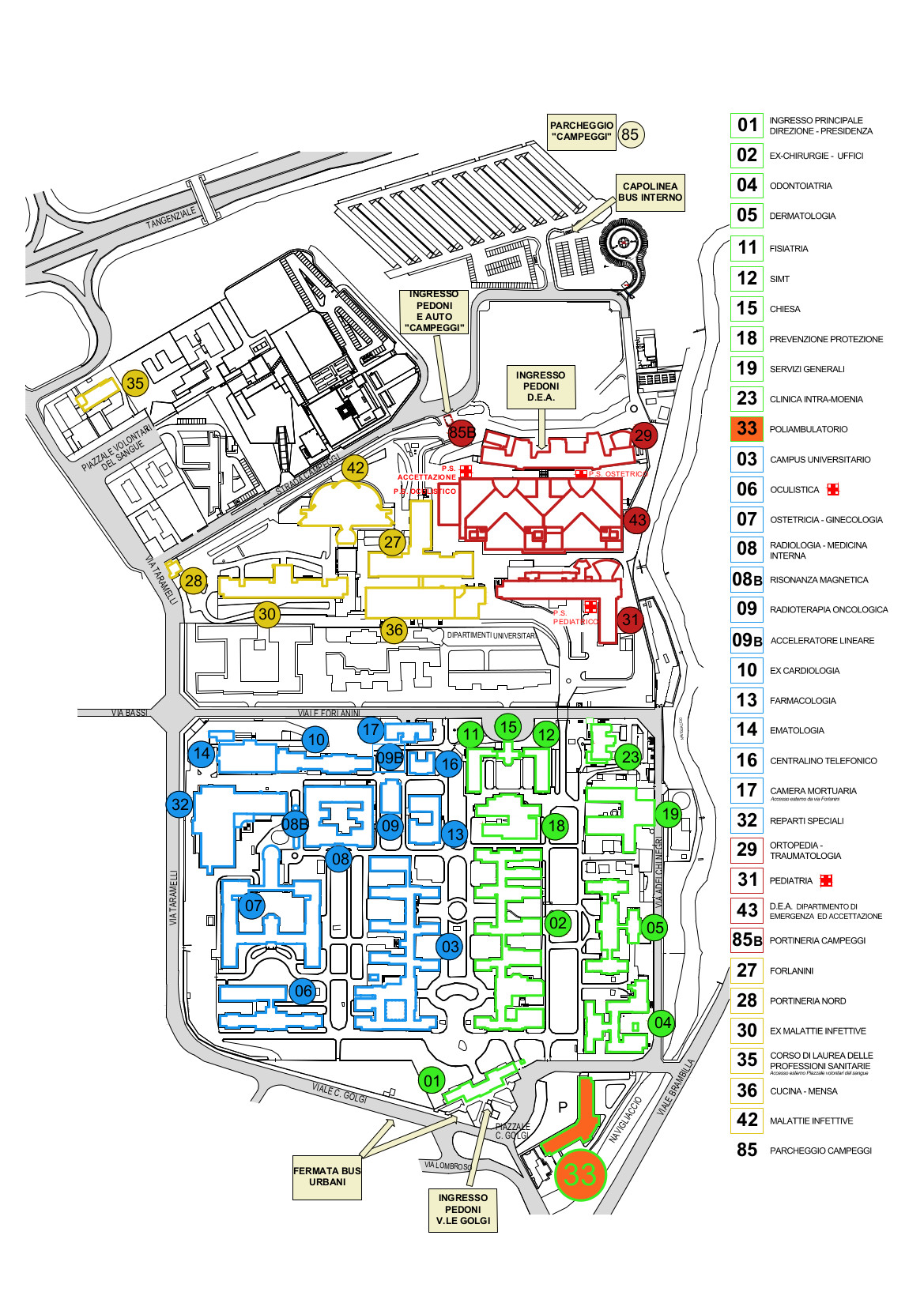 Mappa padiglione P33 con legenda